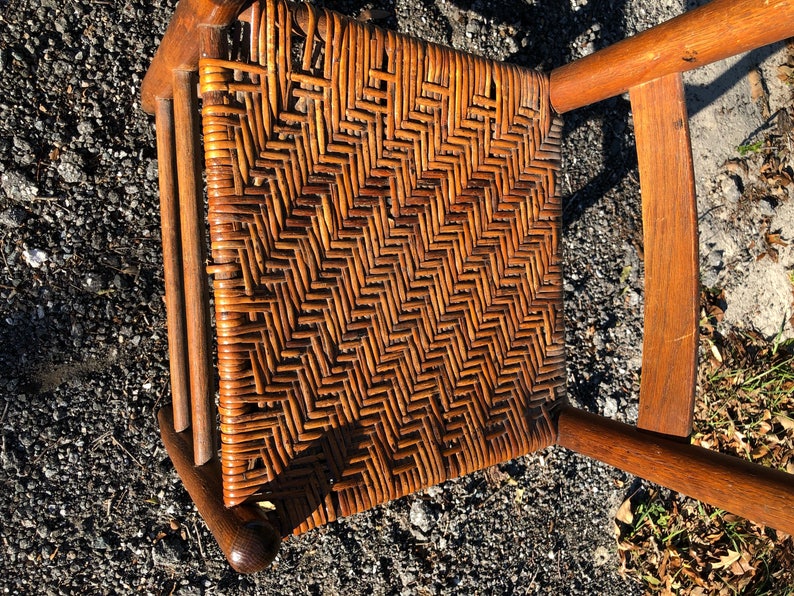 Antique ladder back chair vintage chair cane seat woven | Etsy