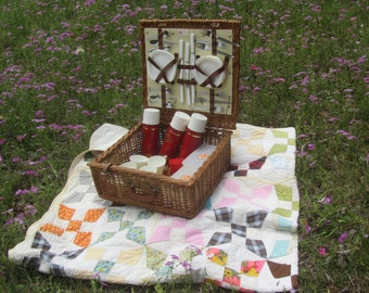 English picnic basket, picnic basket, basket, wicker picnic basket, lunch box,wicker basket, dinnerware, vintage picnic basket