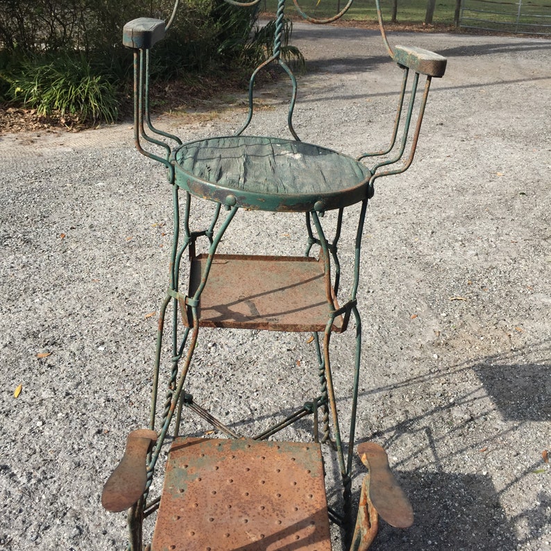 Antique shoe shine chair Vintage barber chair metal chair