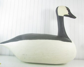 Ganso tallado a mano, ganso de nieve canadiense, ganso de madera, escultura de ganso, decoración del hogar, decoración de la casa del lago, decoración rústica, ganso de madera grande