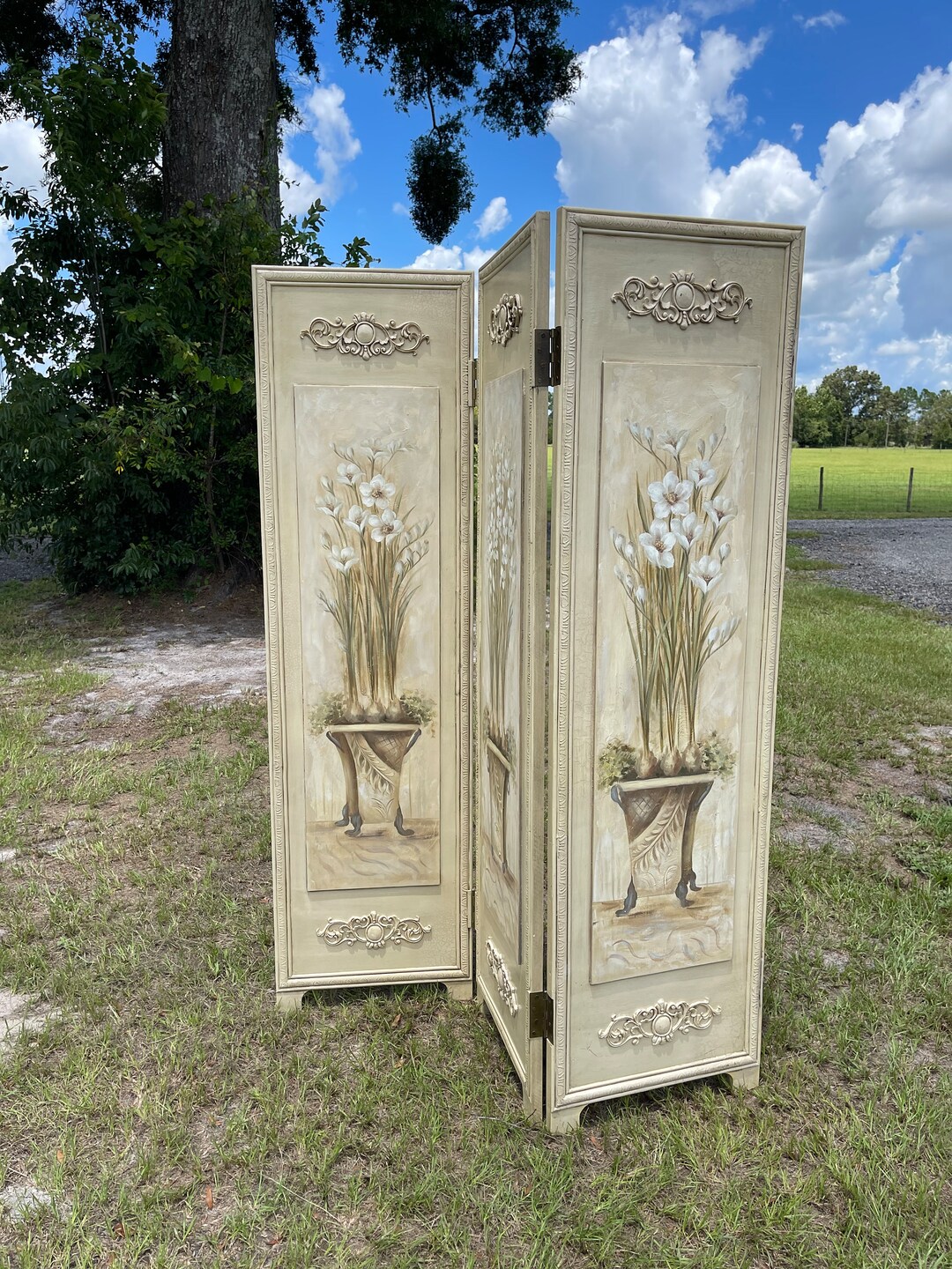 Vintage Room Divider,dressing Screen, French Screen, Boho Decor, Wood Room Divider, French