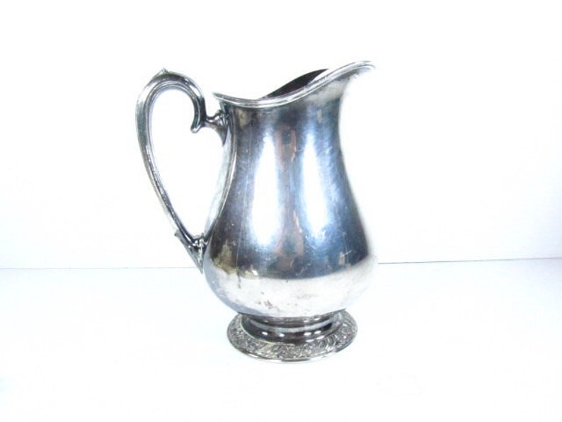 Silver water pitcher, water pitcher, jug, Henley silver, Oneida, serving, pitcher,entertaining image 1