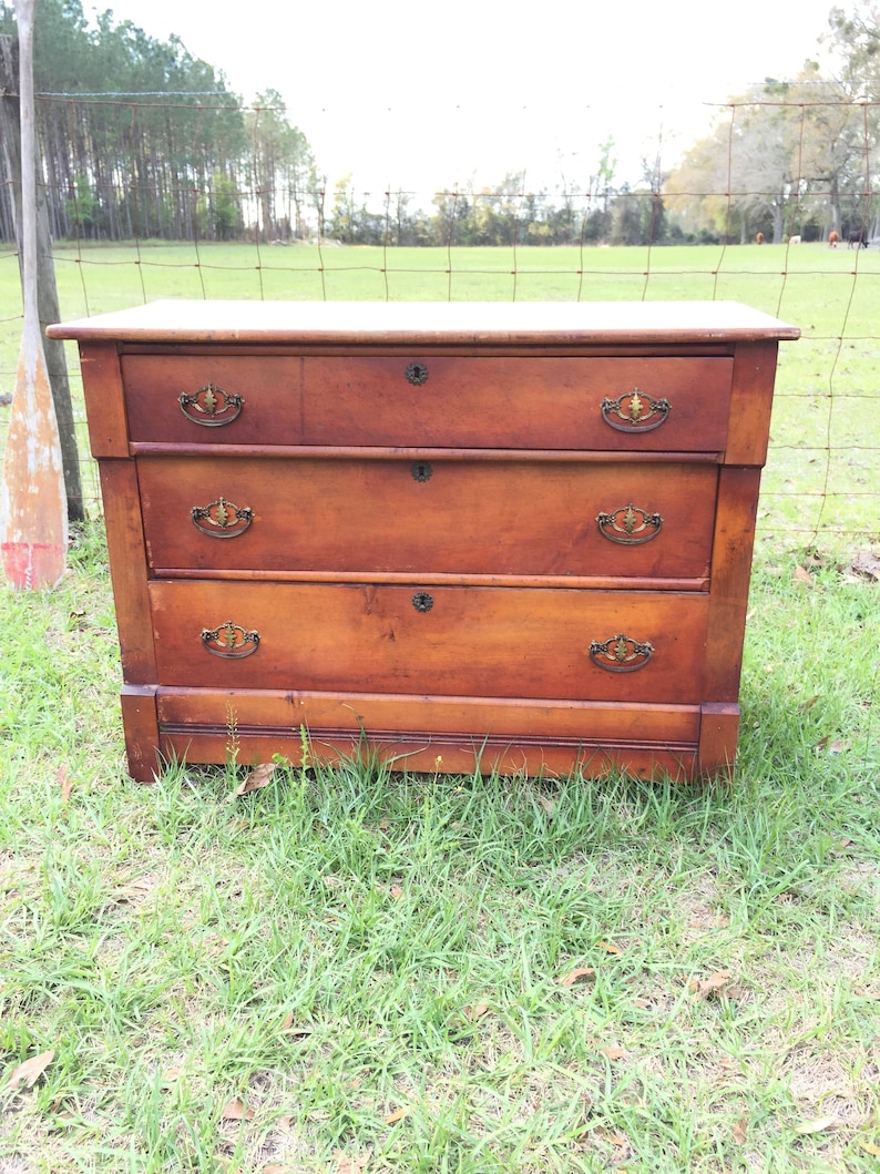 Antique solid wood Dresser, farmhouse furniture, chest of drawers, farmhouse decor, rustic, bedroom decor, solid wood, antique furniture, image 1