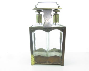 Decanter, liquor decanter, brass decanter, glass decanter, vintage glass, bar decor, vintage bottle