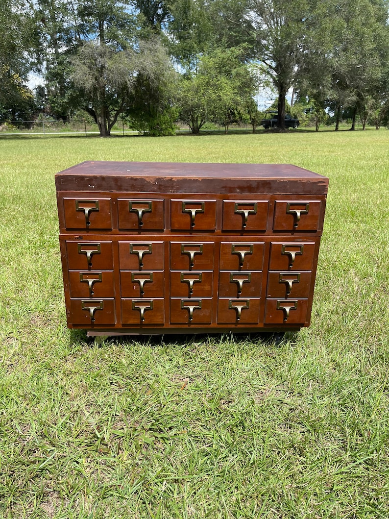 Library File Card Catalog Apothecary 20 Drawer Etsy