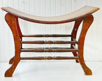 Antique Thebes stool, Vintage curved Stool, Farmhouse Decor,Foot Stool,Bench Stool, handmade stool,farmhouse stool, Rustic Decor,swing bench