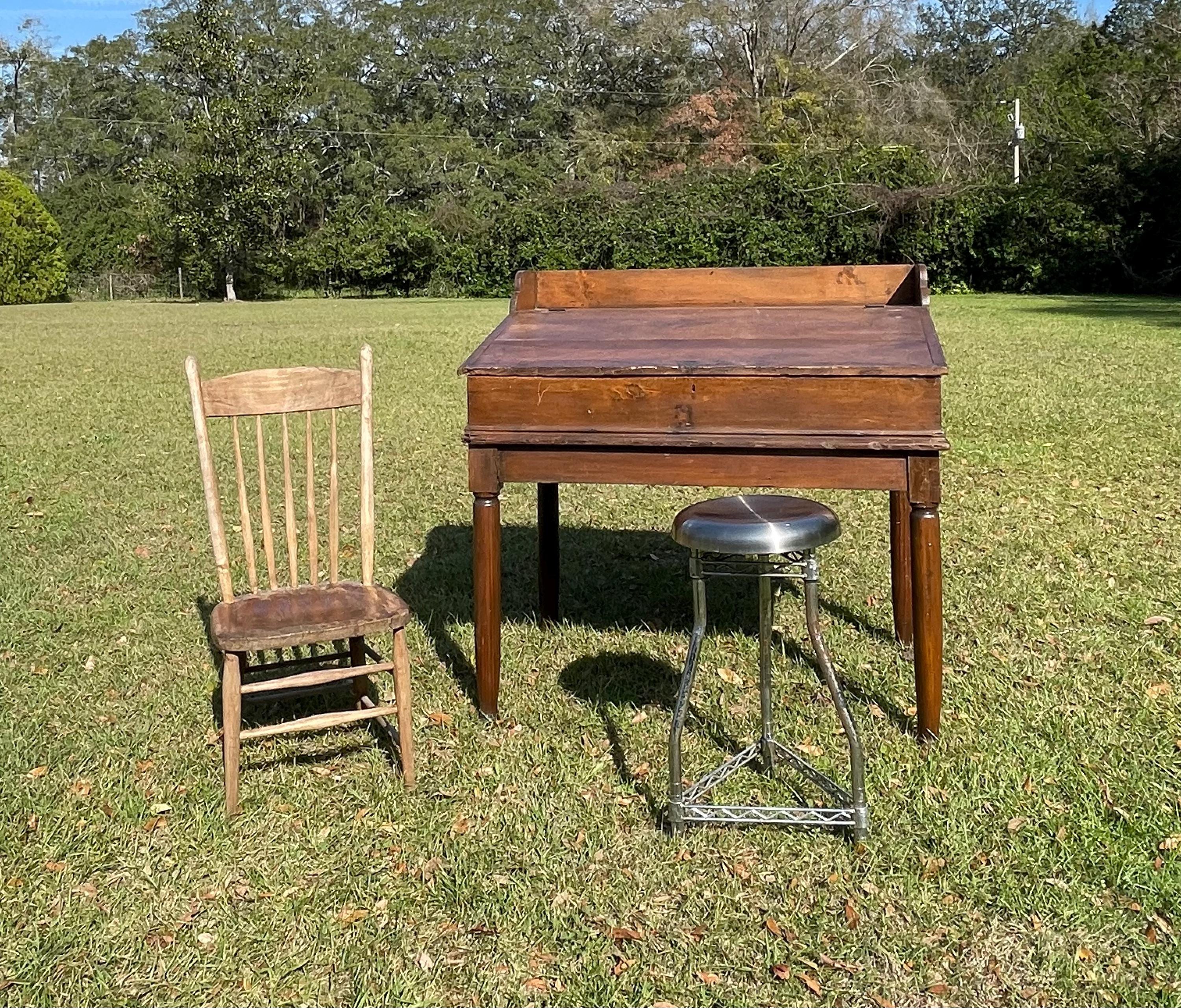 Antique Plantation Desk, Large Flip Top Desk, Secretary Desk