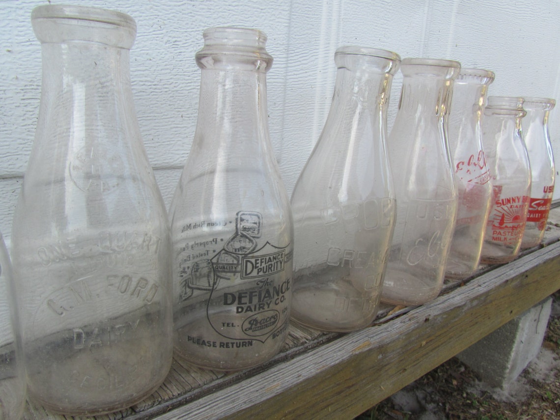 Vintage milk bottles milk crate metal crate Dairy Bottles Etsy
