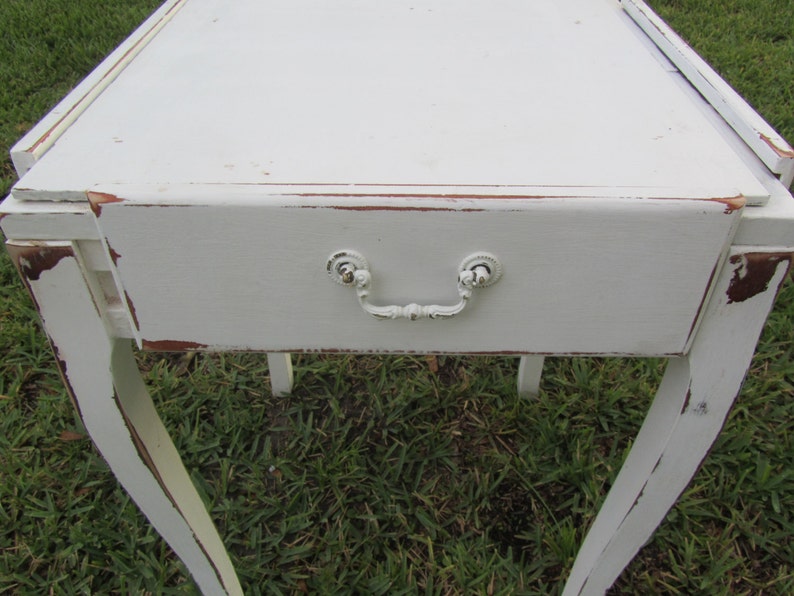 Shabby decor side table, nightstand, vintage side table, end table, table, furniture, shabby chic decor, white table image 2