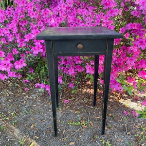 Hitchcock Side table, tole table, antique table, black accent table, nightstand, vintage end table, furniture, shabby chic decor, image 2