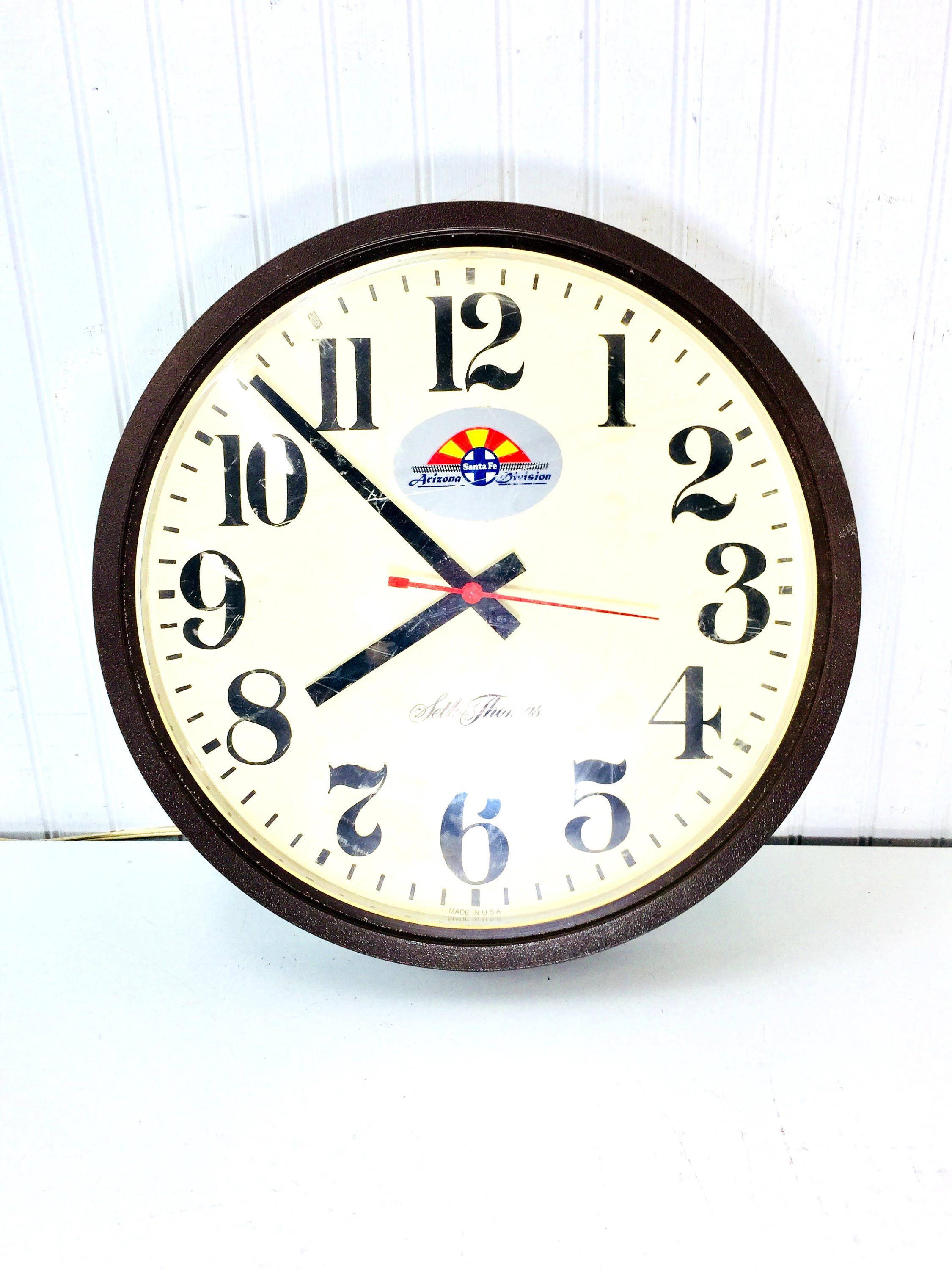 Seth Thomas Railroad Clock brown train clock Santa Fe Rail Etsy