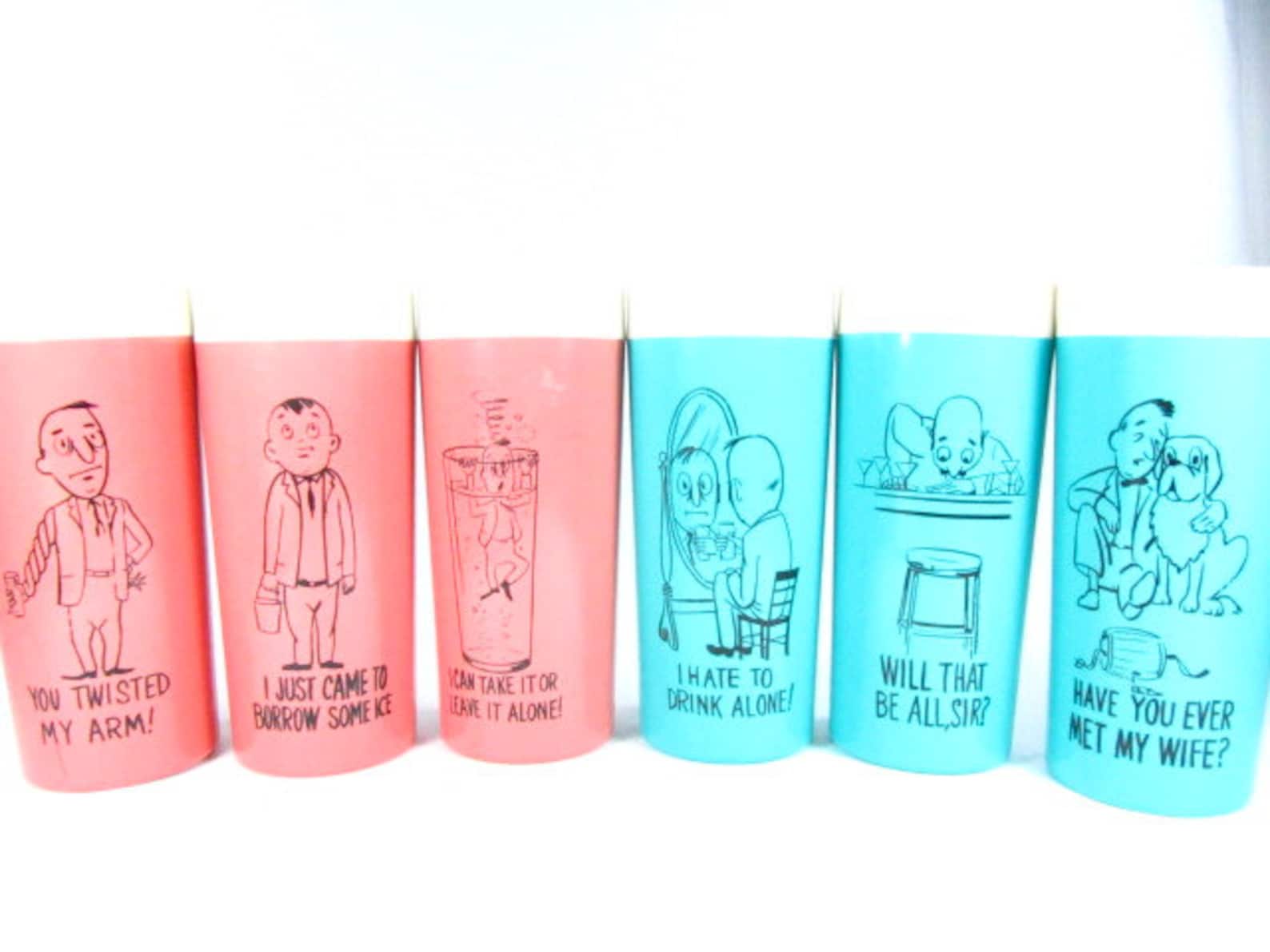 Plastic Bar Cups Fun Plastic Barware Cups Cartoon Barware Etsy