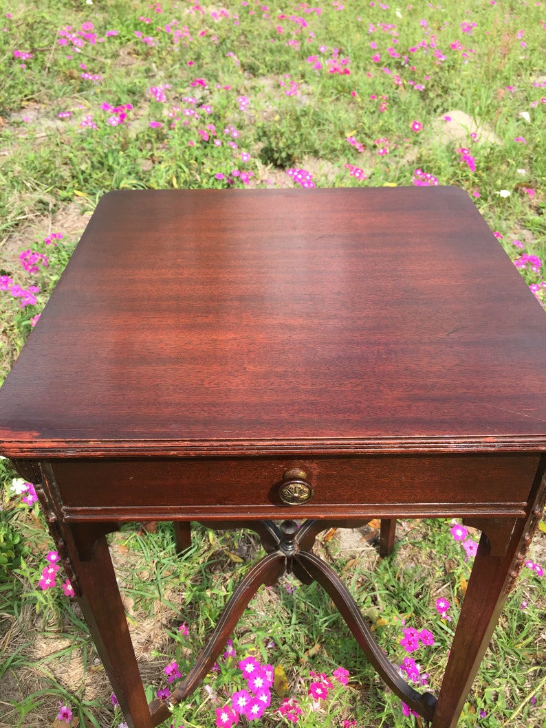 Table Vintage Side Table End Table ornate table, wood table Lamp Table entryway table nightstand Furniture