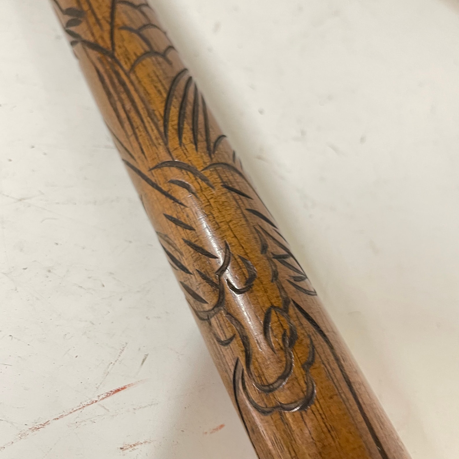 Vintage Pool Cue Walking Stick Carved Wood Pool Cue Brass Etsy