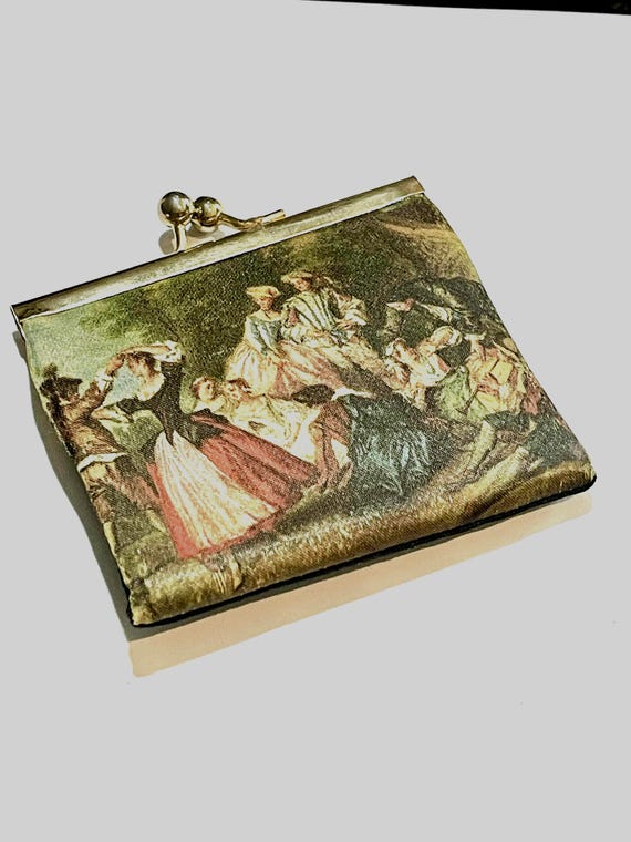 Vintage change Purse, Vintage purse, Italian purse, wallet purse, Italian Renaissance picture purse, tiny purse,