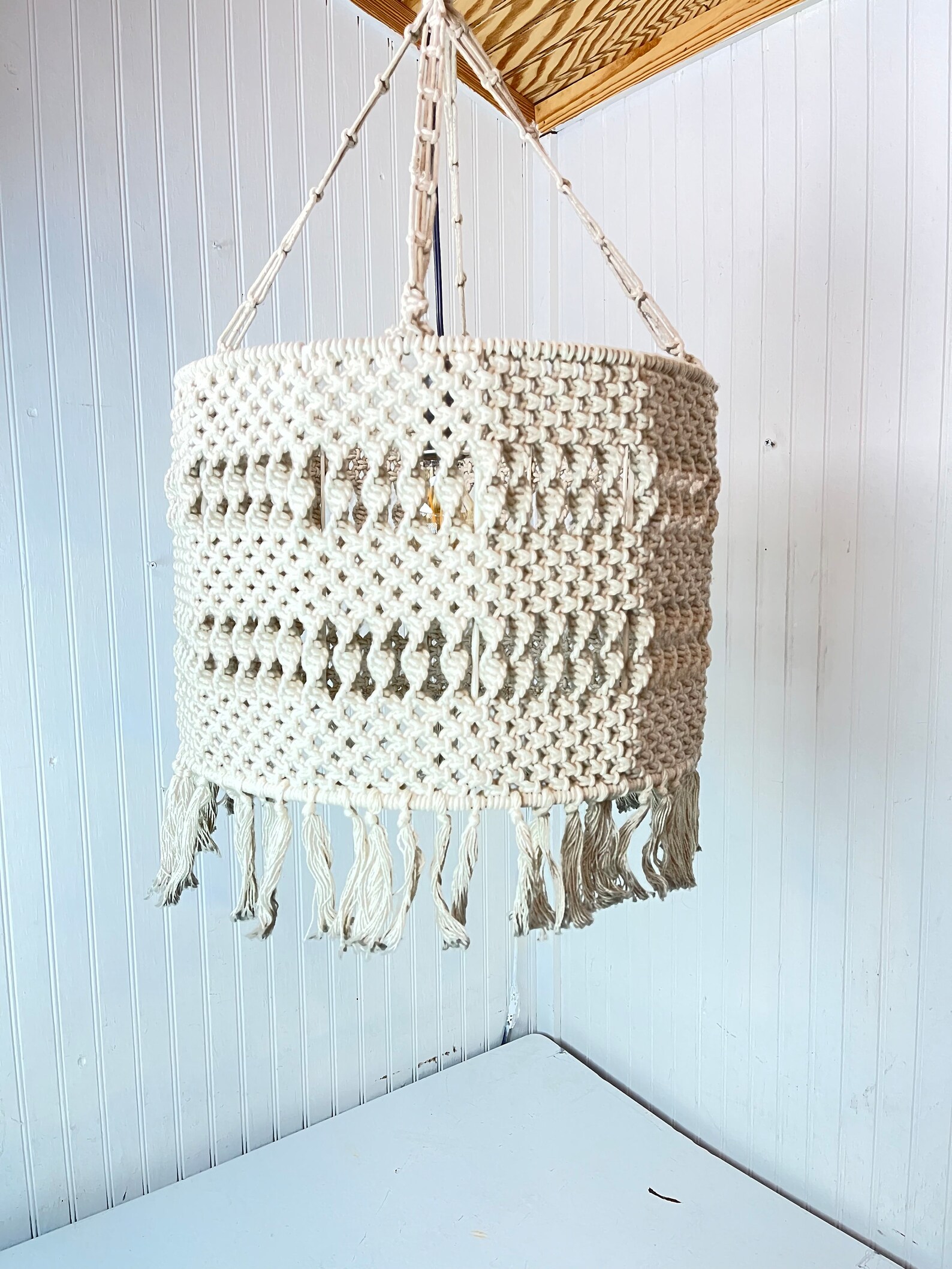 Vintage Macramé Lamp Swag Light Hanging Light Boho Light Etsy