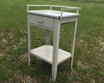 METAL Dental Cabinet, Enamel Top Table, Medical Table, Vintage Dentist Table, Retro Kitchen Cabinet, Home bar Cabinet, white