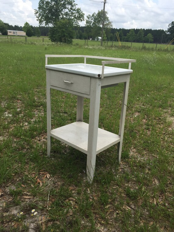 Metal Dental Cabinet Enamel Top Table Medical Table Vintage Etsy