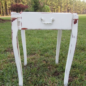 Shabby decor side table, nightstand, vintage side table, end table, table, furniture, shabby chic decor, white table image 1