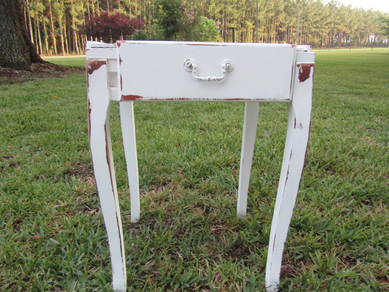 Shabby decor side table, nightstand, vintage side table, end table, table, furniture, shabby chic decor, white table image 1