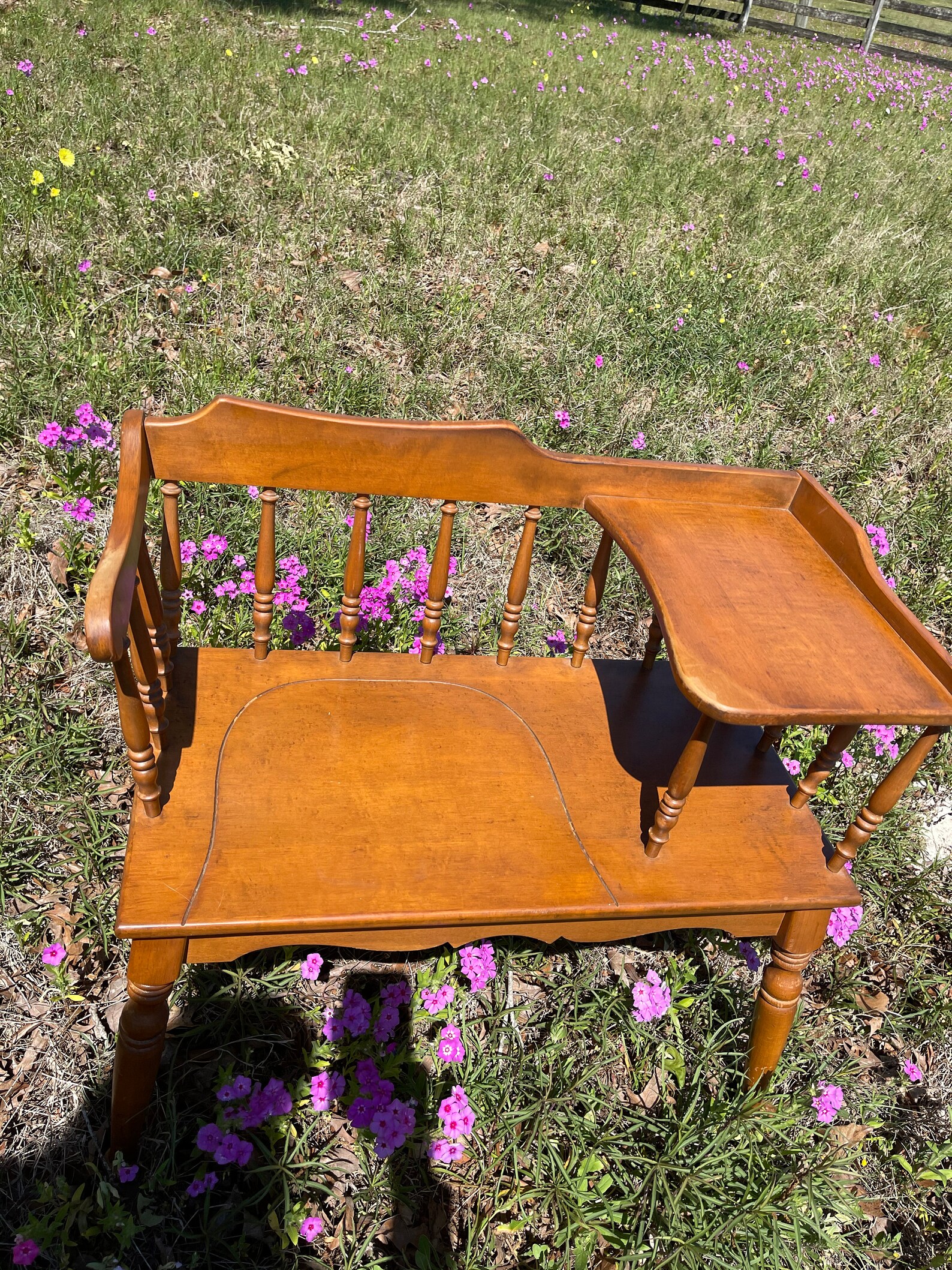 Vintage Phone Table Gossip Bench Wood Bench Vintage Side Etsy