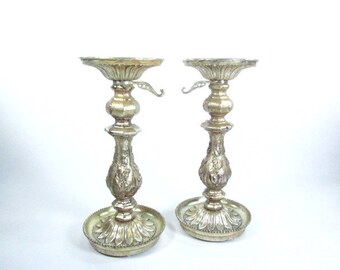 Silver Plated Candle Sticks, Centerpiece, Candle Holder, Two Candle Holders, Gift, wedding decor, gothic,