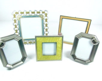 Picture frame collection, Metal frame, enamel frame, frame set, vintage frame set, flower, jewel frame, bling