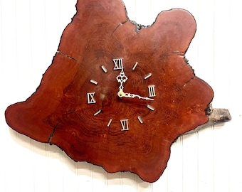Mid Century Cypress Wood Slab Wall Clock - Etsy