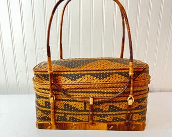 Vintage purse, Tiruray wicker purse, straw purse, boho hand bag, tribal basket purse, organic purse