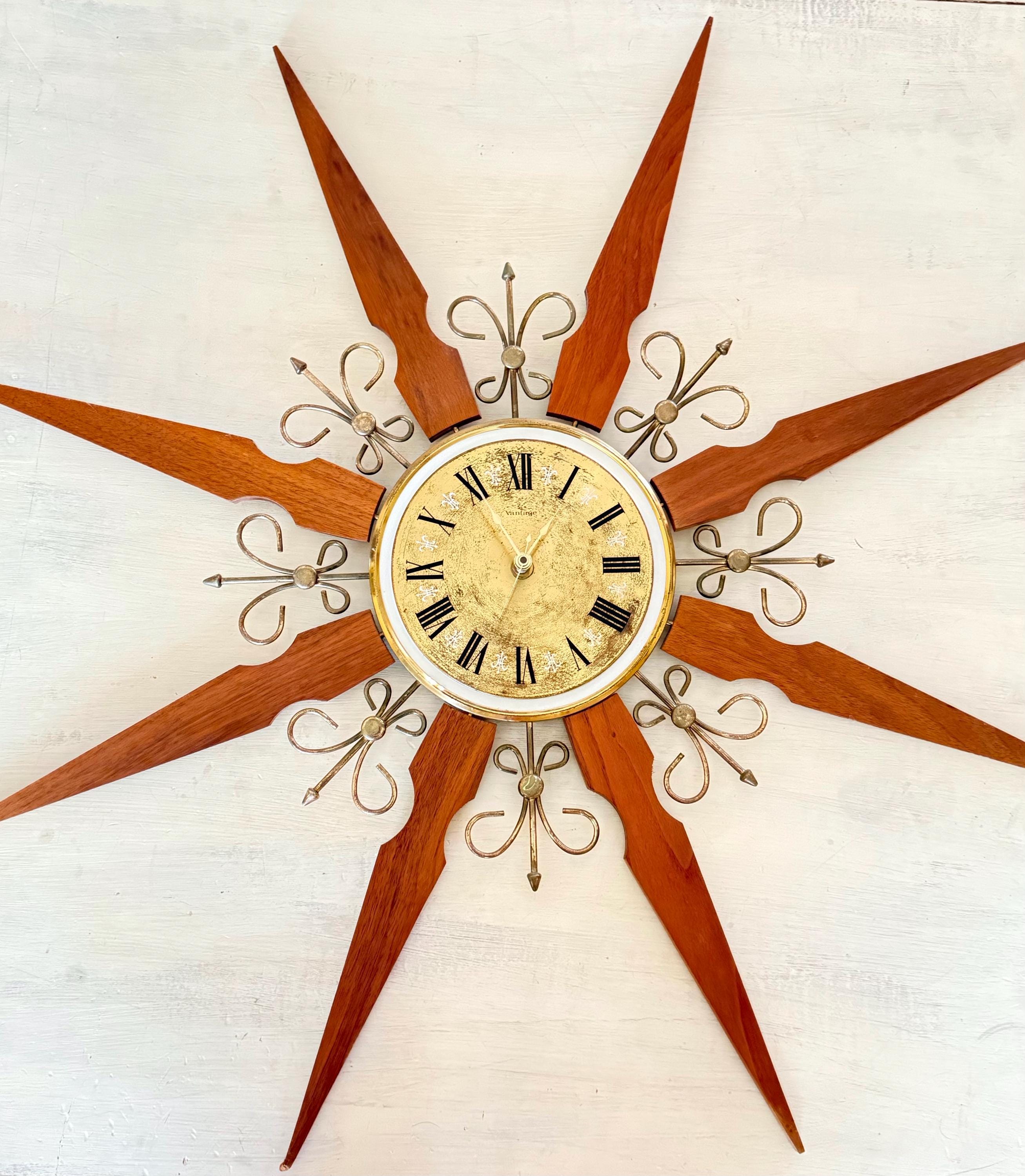 Clock,star Clock,atomic,wall Decor, Wall Hanging,mid Century