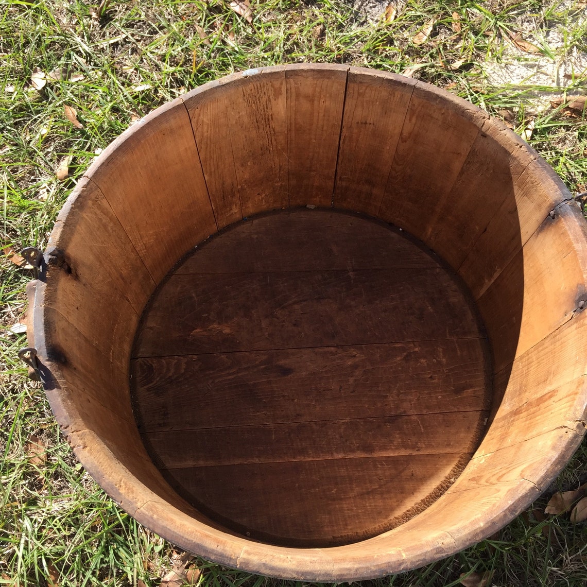 Antique wash tub Half wood barrel Barrel tub Barrel Bucket Etsy