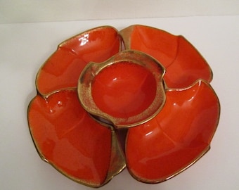Retro chip & dip, vintage relish tray, mid century vegetable tray, California pottery,  California original