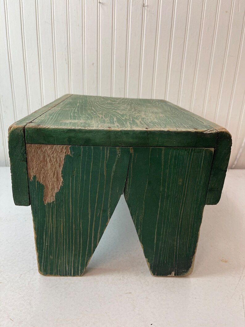 Vintage Wood Stool, Foot Stool, Step Stool, Green Stool, Mud Room ...