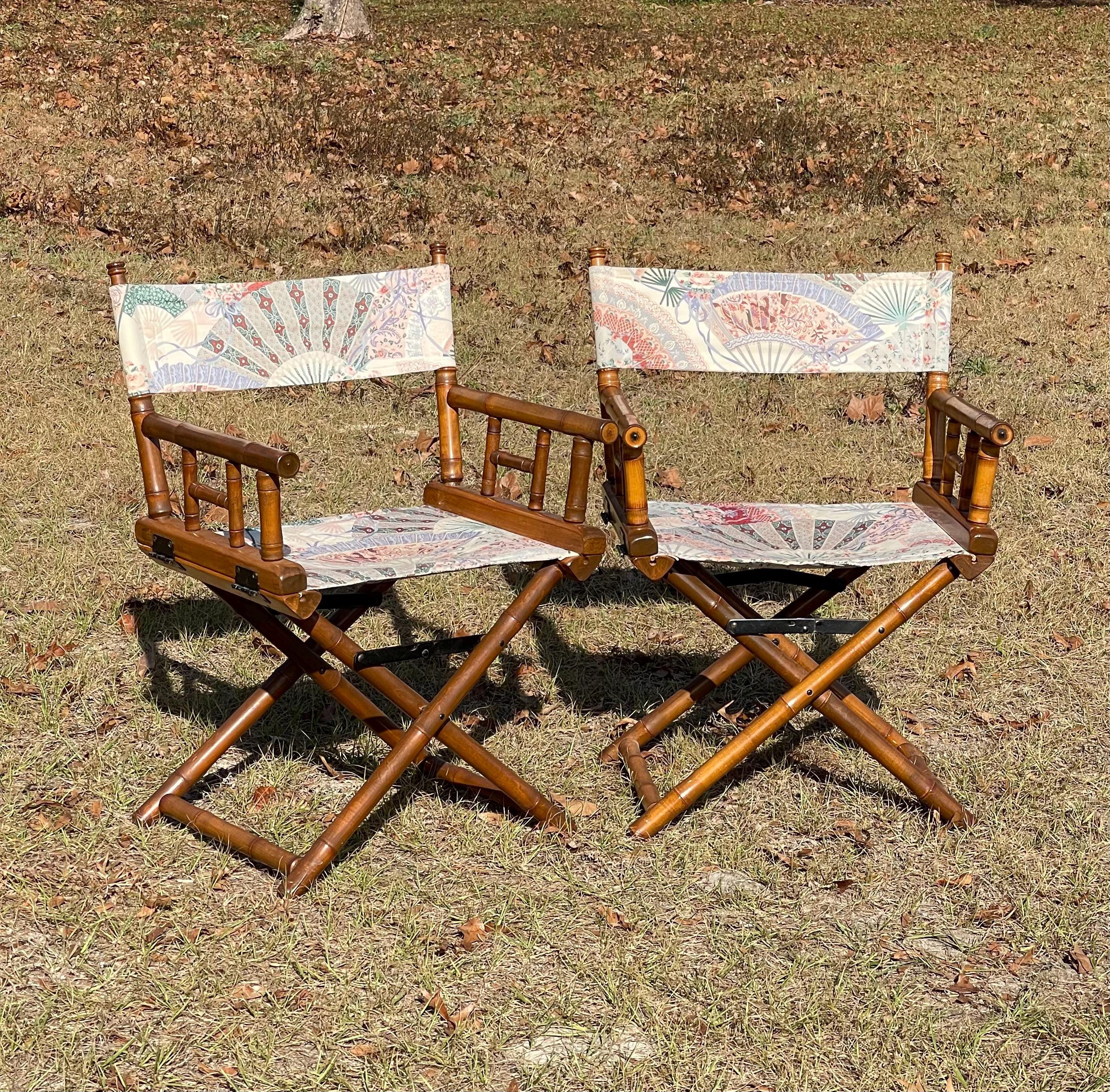 Vintage Folding Chairs, Bamboo Directors Chair, Camp Chair, Mid