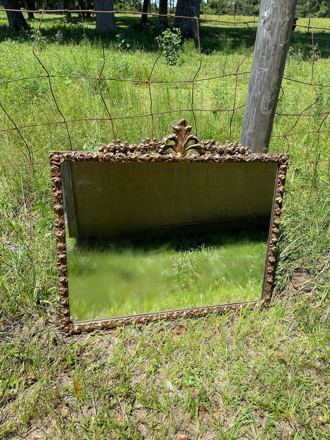 Antique Mirror Vintage Mirror Wall Hanging Gold Gilt Frame Etsy