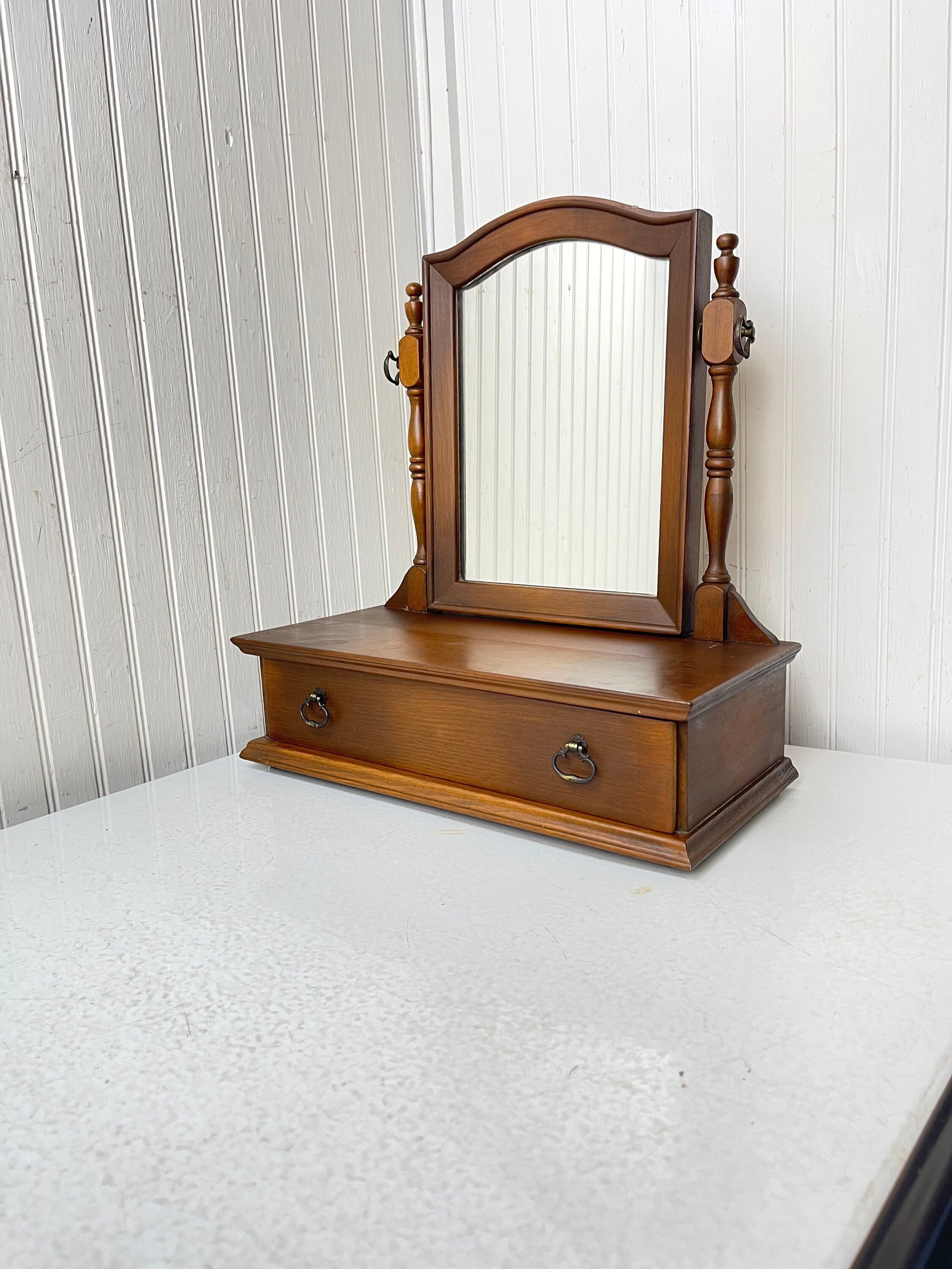 Antique Shaving Mirror,tilt Mirror,dresser Top Valet,mans Mirror