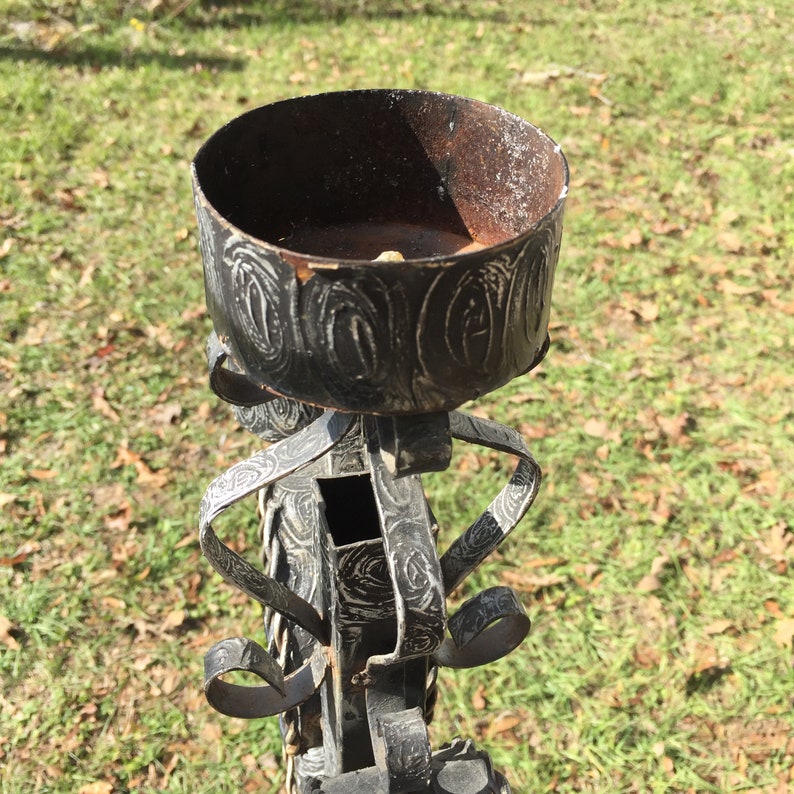 Antique Hand Candle Holders Ornate Tall Bent Metal Etsy