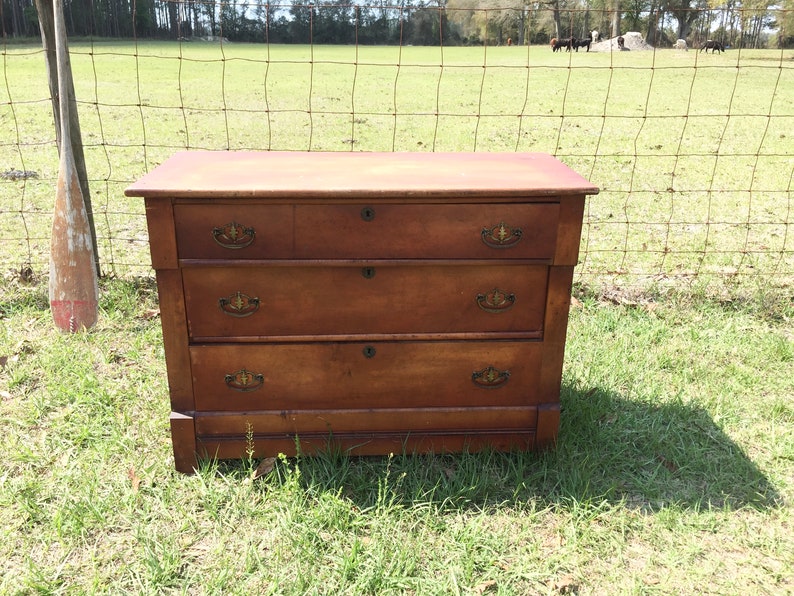 Antique solid wood Dresser, farmhouse furniture, chest of drawers, farmhouse decor, rustic, bedroom decor, solid wood, antique furniture, image 4