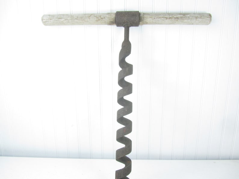 Antique Post and Beam Auger Vintage Tool Rust Metal Tool Etsy
