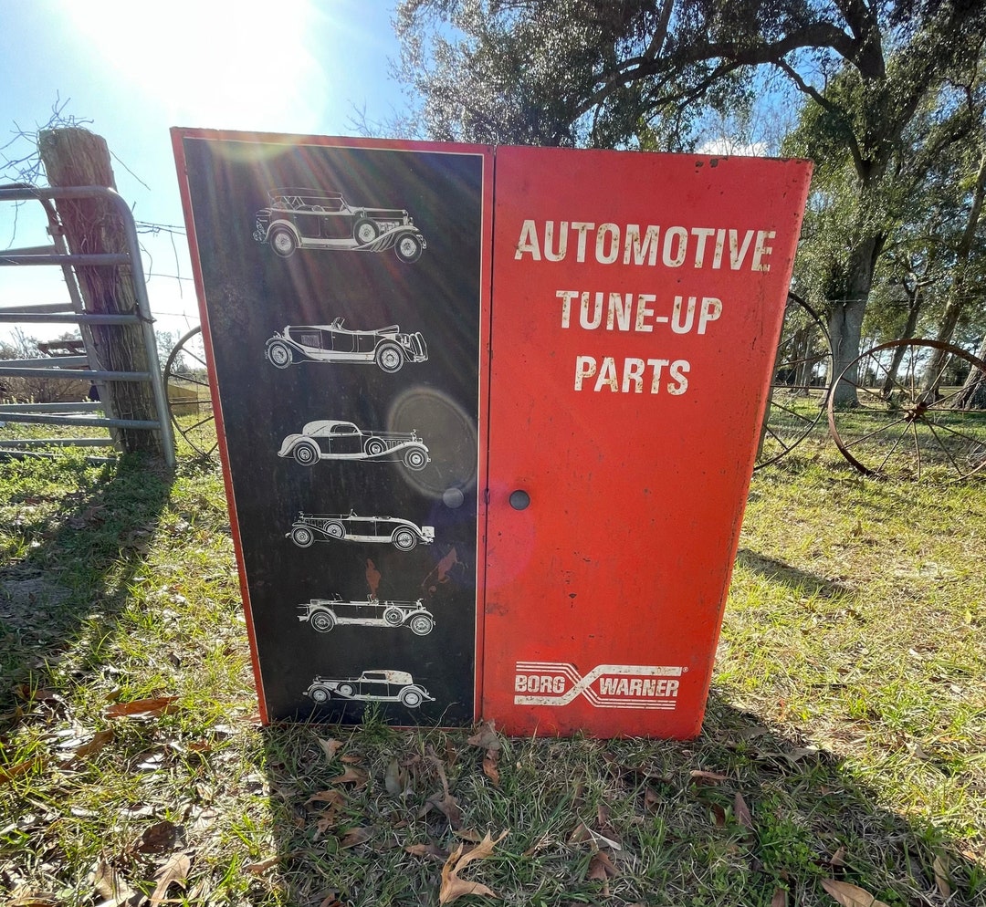 Borg Warner Tune up Parts Cabinet, Automotive, Garage Decor, Man