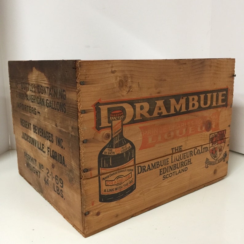 Vintage wood crateWood box Liquor crate drambuie rustic Etsy