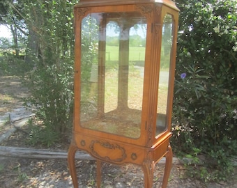 Vintage Curio Cabinet,  glass display case, French Victorian cabinet,french decor, glass cabinet, furniture, ornate wood, shabby chic decor,