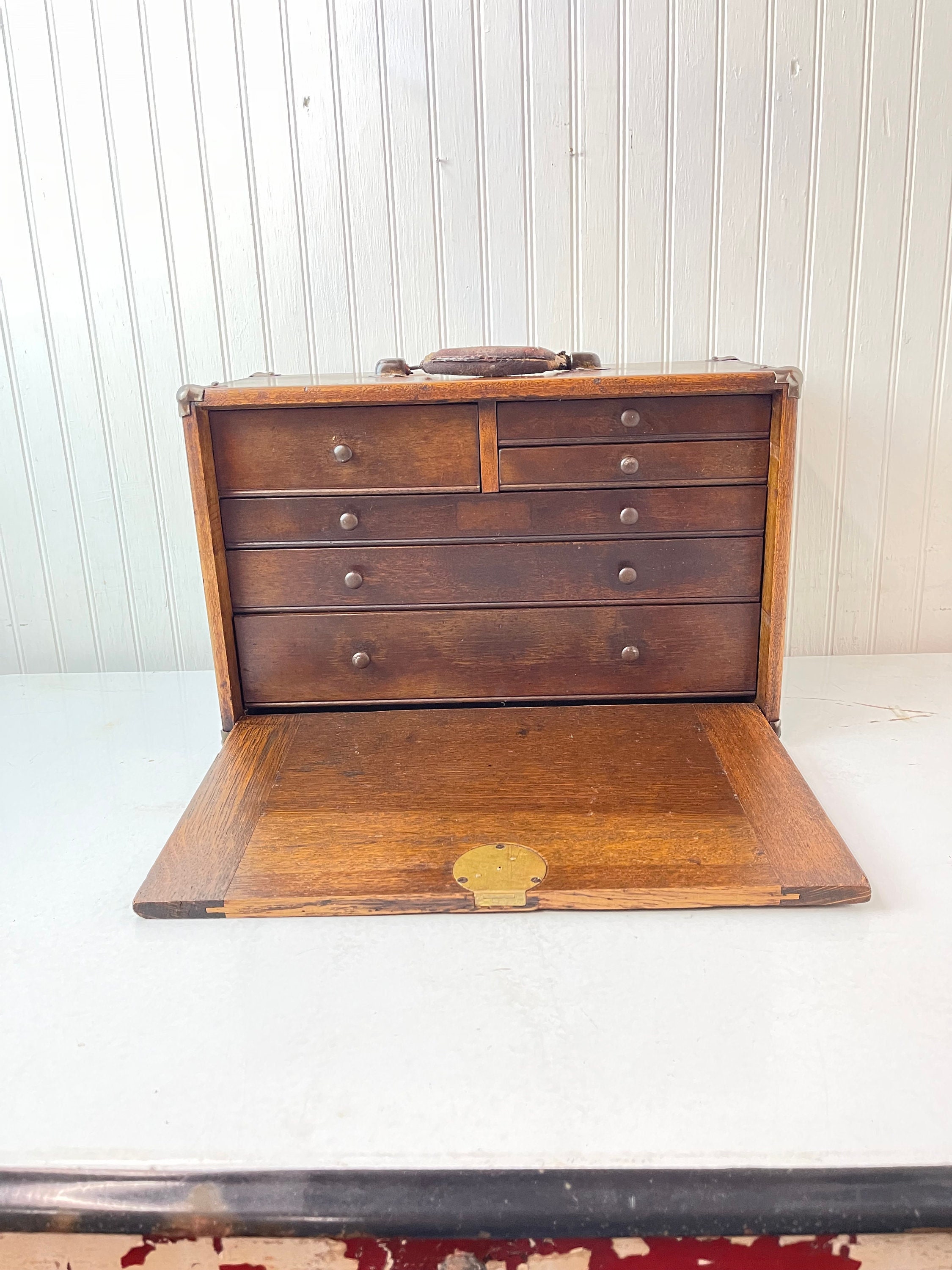 Vintage Machinist Chest, Wood Tool Box, Wood Drawer Box, Storage Cabinet,  Craft Box, Vintage Wood Box, Organizer, File Box 