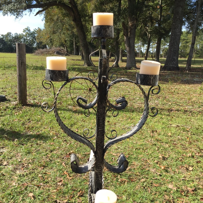 Antique Hand Candle Holders Ornate Tall Bent Metal Etsy