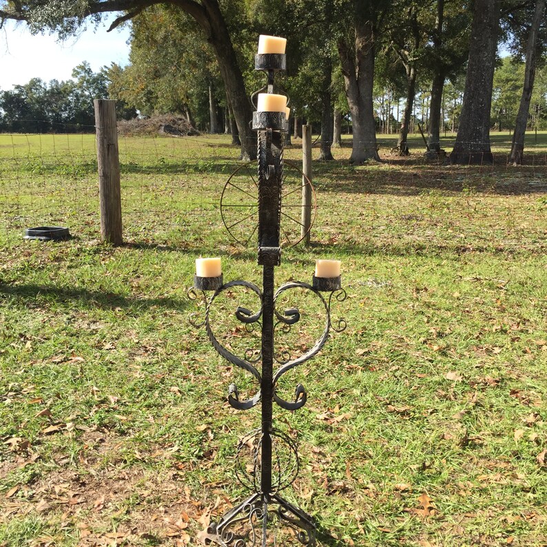 Antique Hand Candle Holders Ornate Tall Bent Metal Etsy