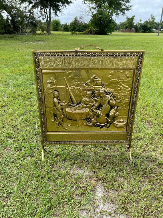 Edwardian Brass Fire Screen Edwardian Brass Fire Screen