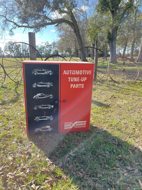 Borg Warner Tune up Parts Cabinet, Automotive, Garage Decor, Man