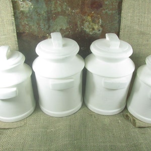 Vintage Canister Set, Milk can, Canister, kitchen storage, kitchen decor, country farmhouse kitchen, white, ceramic canisters,