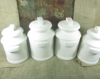 Vintage Canister Set, Milk can, Canister, kitchen storage, kitchen decor, country farmhouse kitchen, white, ceramic canisters,