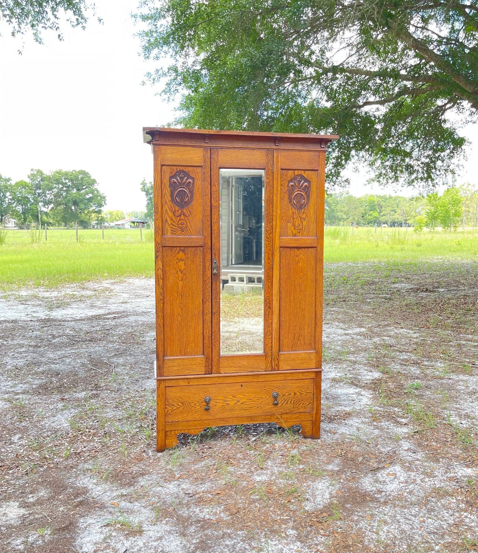 Antique Wardrobe Cabinet, Portable Furniture, Sharecropper Cabinet